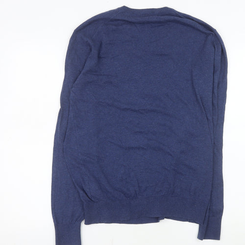 Conbipel Men's Blue Cotton V-Neck Jumper Size L Lightweight Knit