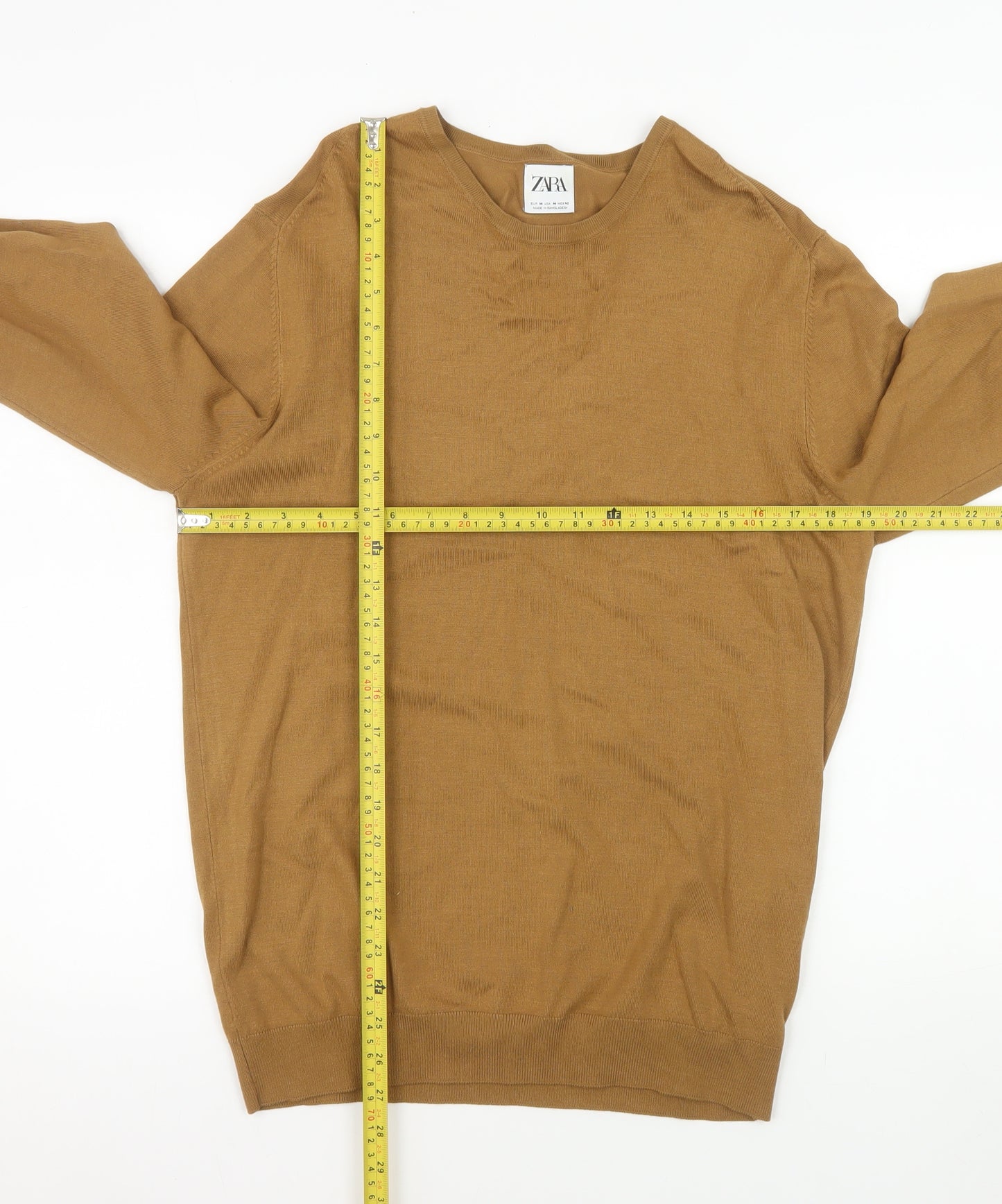 Zara Men’s Brown Viscose Blend Crew Neck Pullover Jumper M