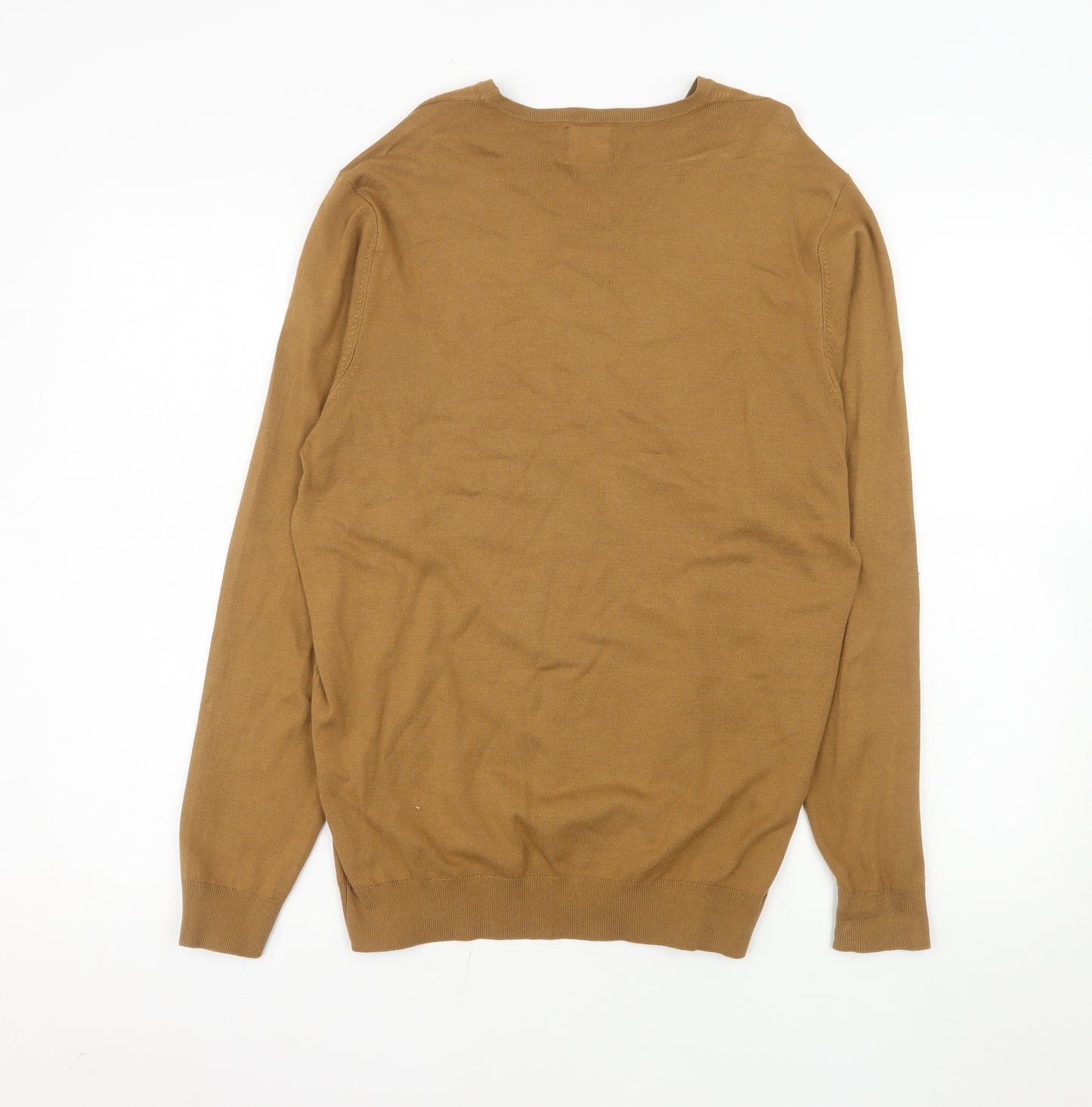 Zara Men’s Brown Viscose Blend Crew Neck Pullover Jumper M
