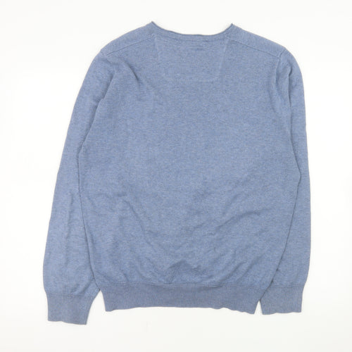 Rocha John Rocha Men's Blue Cotton V-Neck Jumper Size M