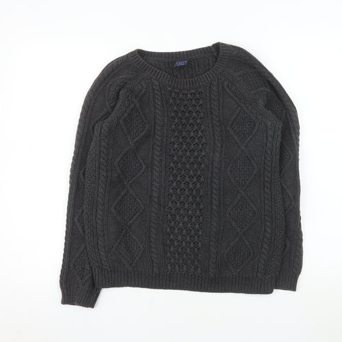 GAP Men's Grey Cable-Knit Cotton Crew Neck Jumper Size M