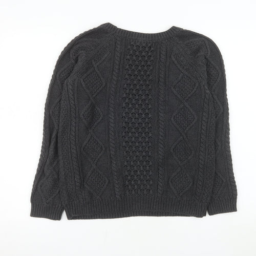 GAP Men's Grey Cable-Knit Cotton Crew Neck Jumper Size M