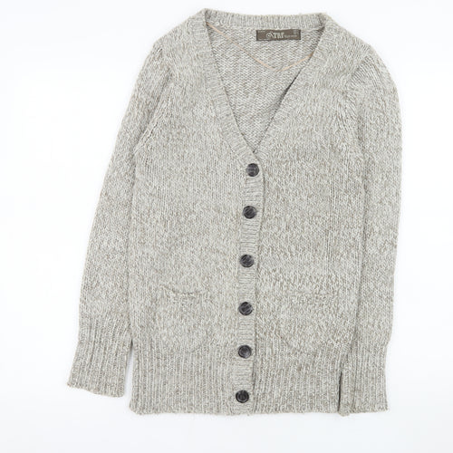 TRF Knitwear Beige Acrylic Chunky-Knit Cardigan S Long Sleeve