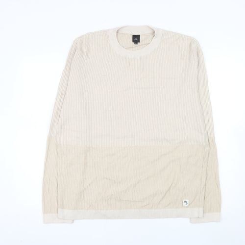 River Island Men’s Beige XL Pullover Crew Neck Cotton Blend Jumper