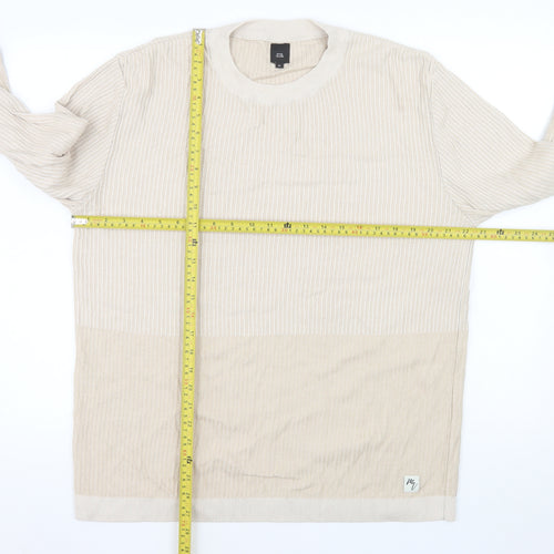 River Island Men’s Beige XL Pullover Crew Neck Cotton Blend Jumper