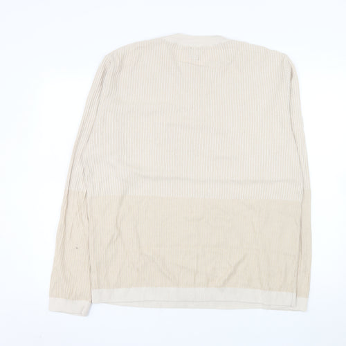 River Island Men’s Beige XL Pullover Crew Neck Cotton Blend Jumper