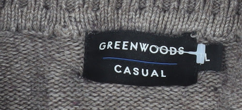 Greenwoods Men's Brown Wool Full Zip Knit Jacket Size L