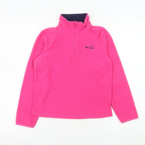 Peter Storm Girls Pink Fleece 1/2 Zip Pullover Sweatshirt 7-8 Years