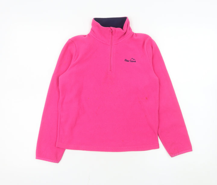 Peter Storm Girls Pink Fleece 1/2 Zip Pullover Sweatshirt 7-8 Years