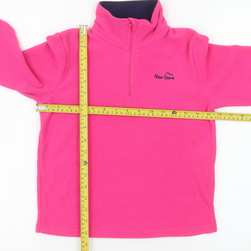 Peter Storm Girls Pink Fleece 1/2 Zip Pullover Sweatshirt 7-8 Years