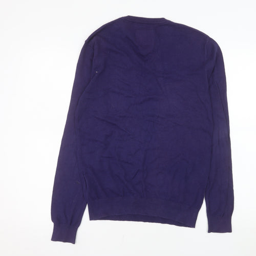 Jack Wills Men's Purple XS V-Neck Cotton Cashmere Jumper