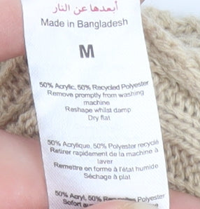 PrettyLittleThing Women Beige Petite M Rib Knit Pullover Jumper