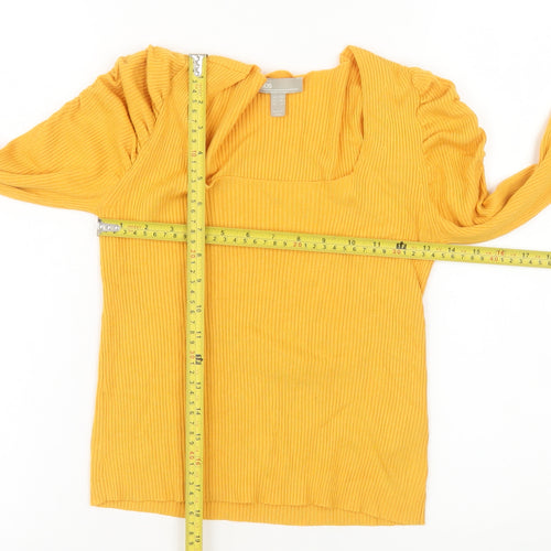 ASOS Women's Yellow Long Sleeve Square Neck Ribbed Top Size 10