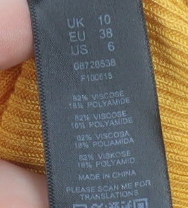 ASOS Women's Yellow Long Sleeve Square Neck Ribbed Top Size 10