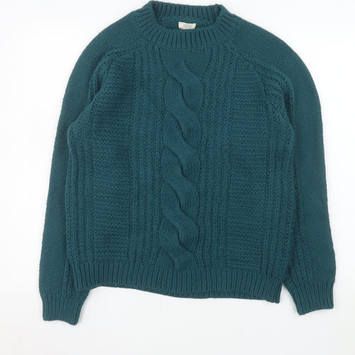 Fat Face Women Green Cable Knit Pullover Jumper UK 14