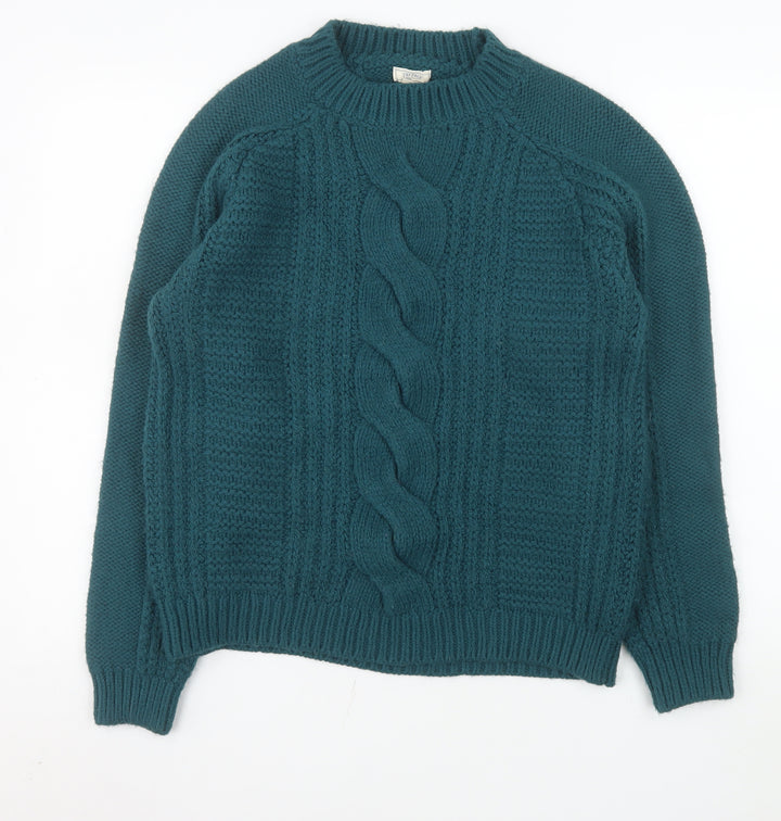 Fat Face Women Green Cable Knit Pullover Jumper UK 14
