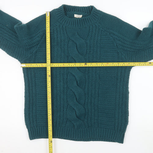 Fat Face Women Green Cable Knit Pullover Jumper UK 14