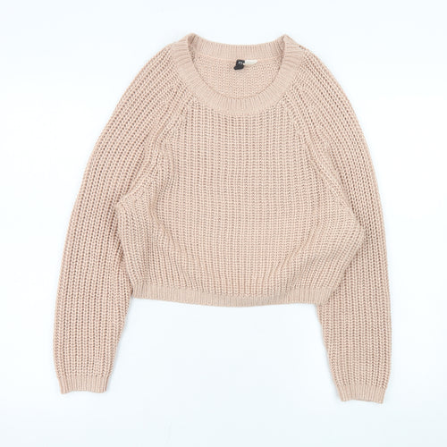 H&M Women Beige Chunky Knit Pullover Jumper Size S