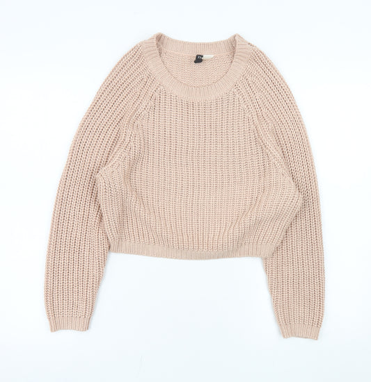 H&M Women Beige Chunky Knit Pullover Jumper Size S