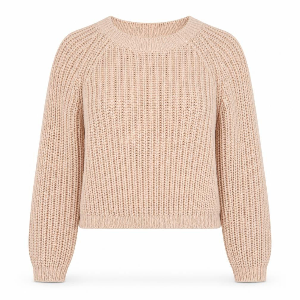 Front view of H&M Women Beige Chunky Knit jumper, size S