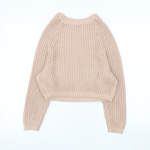 H&M Women Beige Chunky Knit Pullover Jumper Size S