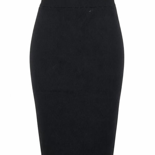 Stella & Jamie Women’s Black XS Ribbed High Waist Midi Pencil Skirt
