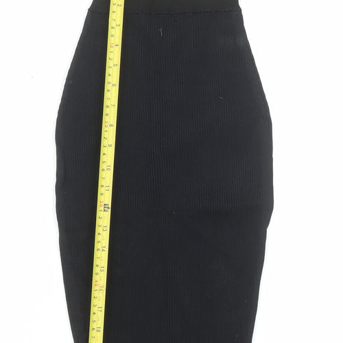 Stella & Jamie Women’s Black XS Ribbed High Waist Midi Pencil Skirt