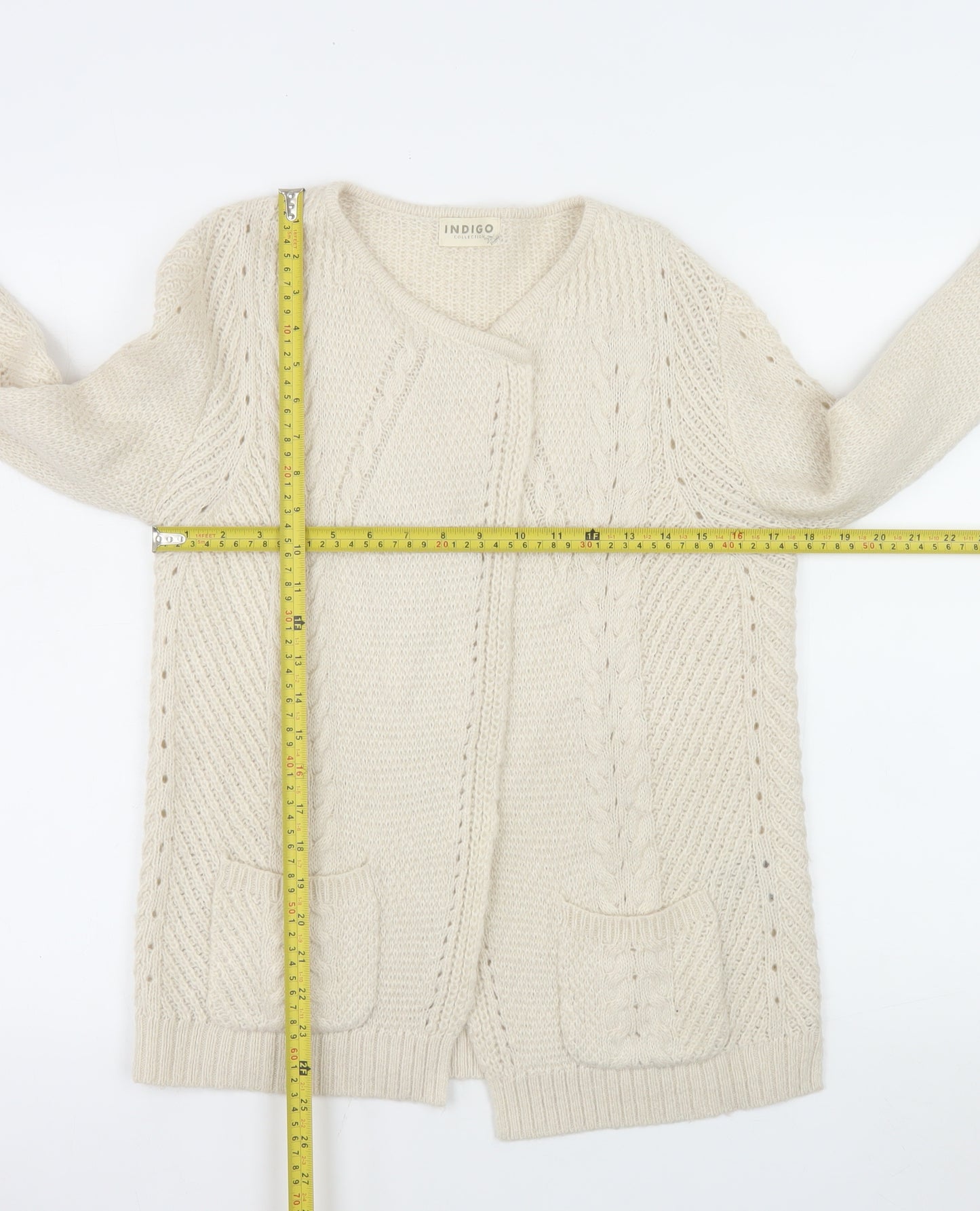 Marks and Spencer Women’s Ivory Cable Knit Long Sleeve Cardigan Size 10