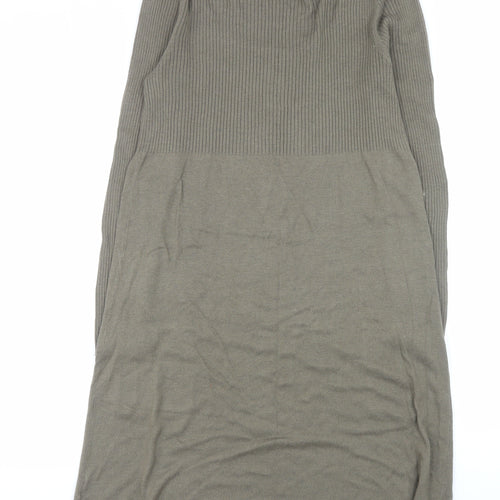 Wallis Women Brown Knit Jumper Dress M Long Sleeve Scoop Neck