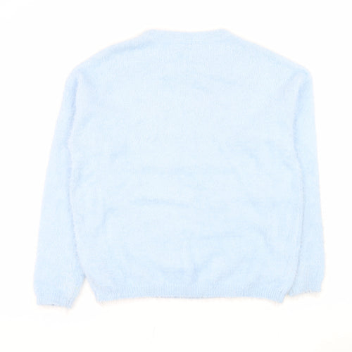 Disney Women’s Blue Stitch Crew Neck Pullover Sweatshirt XS
