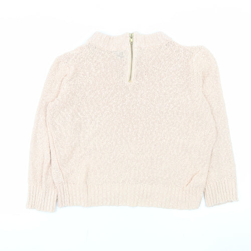 H&M Women Beige Cotton High Neck Knit Jumper Size 12