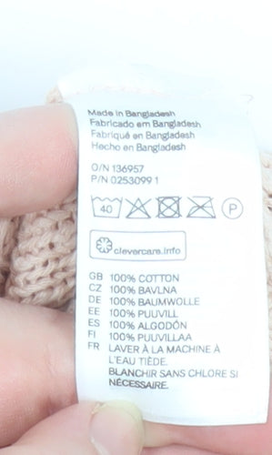 H&M Women Beige Cotton High Neck Knit Jumper Size 12