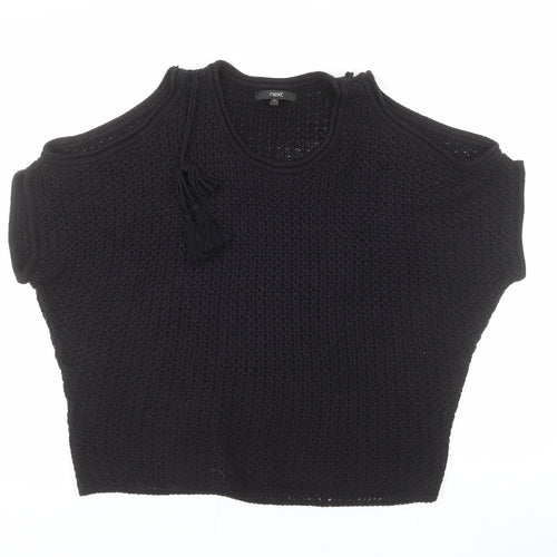 Next Women Black Sleeveless Open-Knit Pullover Jumper Size M