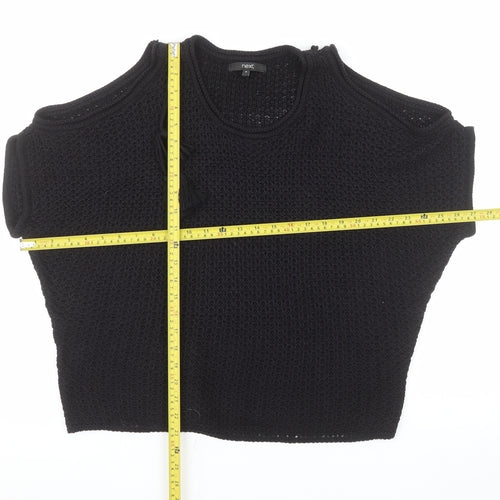 Next Women Black Sleeveless Open-Knit Pullover Jumper Size M