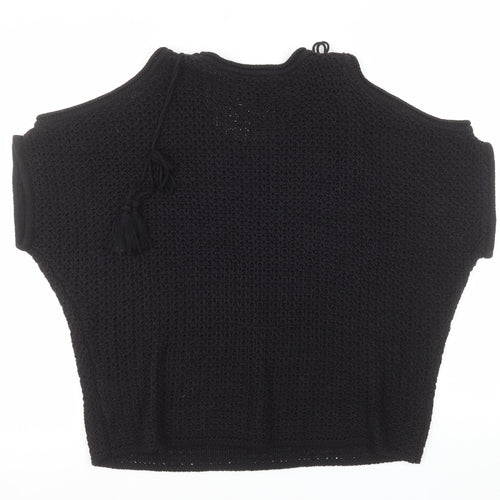 Next Women Black Sleeveless Open-Knit Pullover Jumper Size M