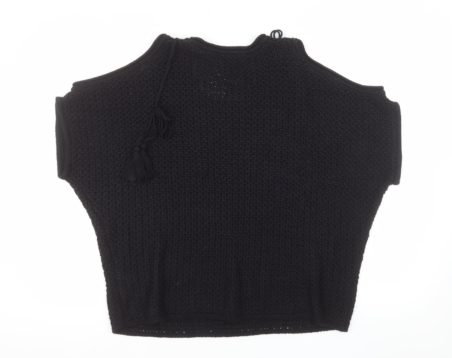 Next Women Black Sleeveless Open-Knit Pullover Jumper Size M