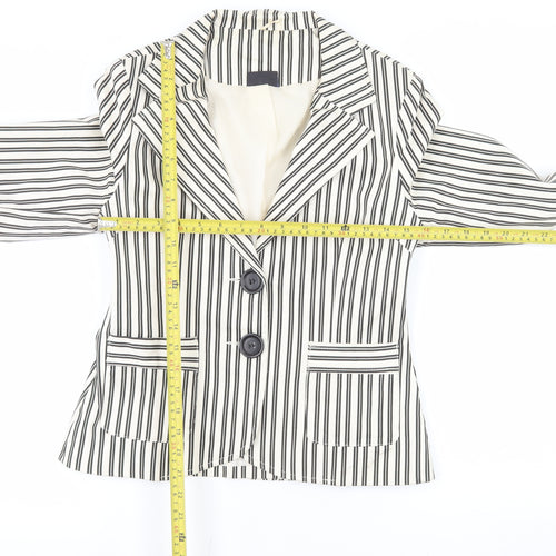 Pilot Women’s White Striped Cotton Stretch Blazer Jacket Size 12
