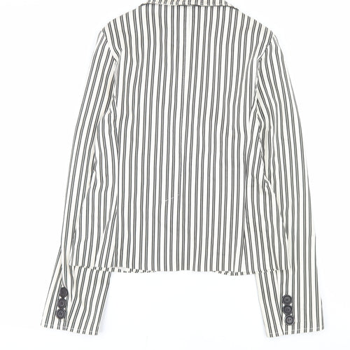 Pilot Women’s White Striped Cotton Stretch Blazer Jacket Size 12