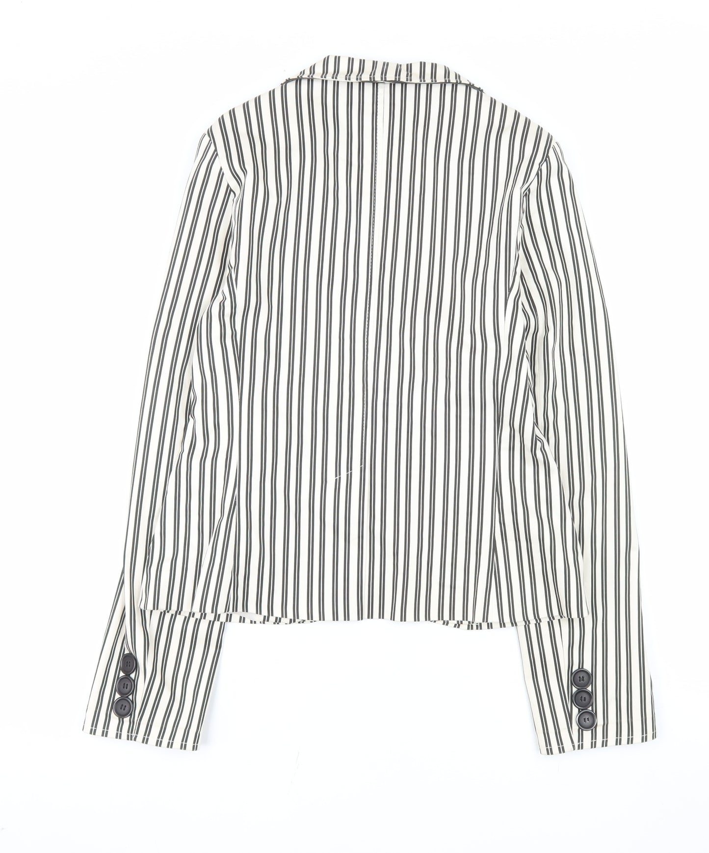 Pilot Women’s White Striped Cotton Stretch Blazer Jacket Size 12