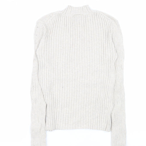Laura Ashley Women’s Ivory Mock Neck Knit Cotton Jumper Size M