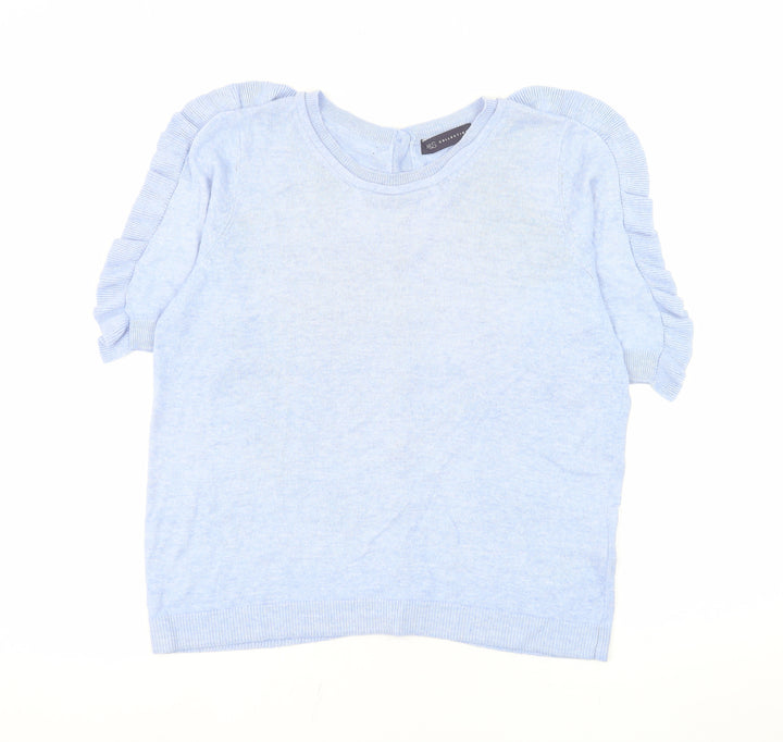 Marks and Spencer Womens Blue Ruffle Sleeve Knit Blouse Size 12