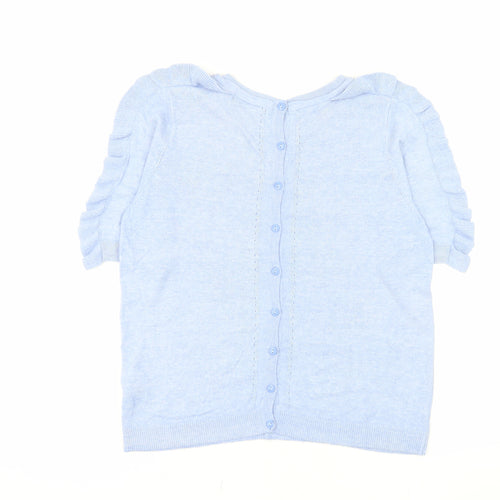 Marks and Spencer Womens Blue Ruffle Sleeve Knit Blouse Size 12