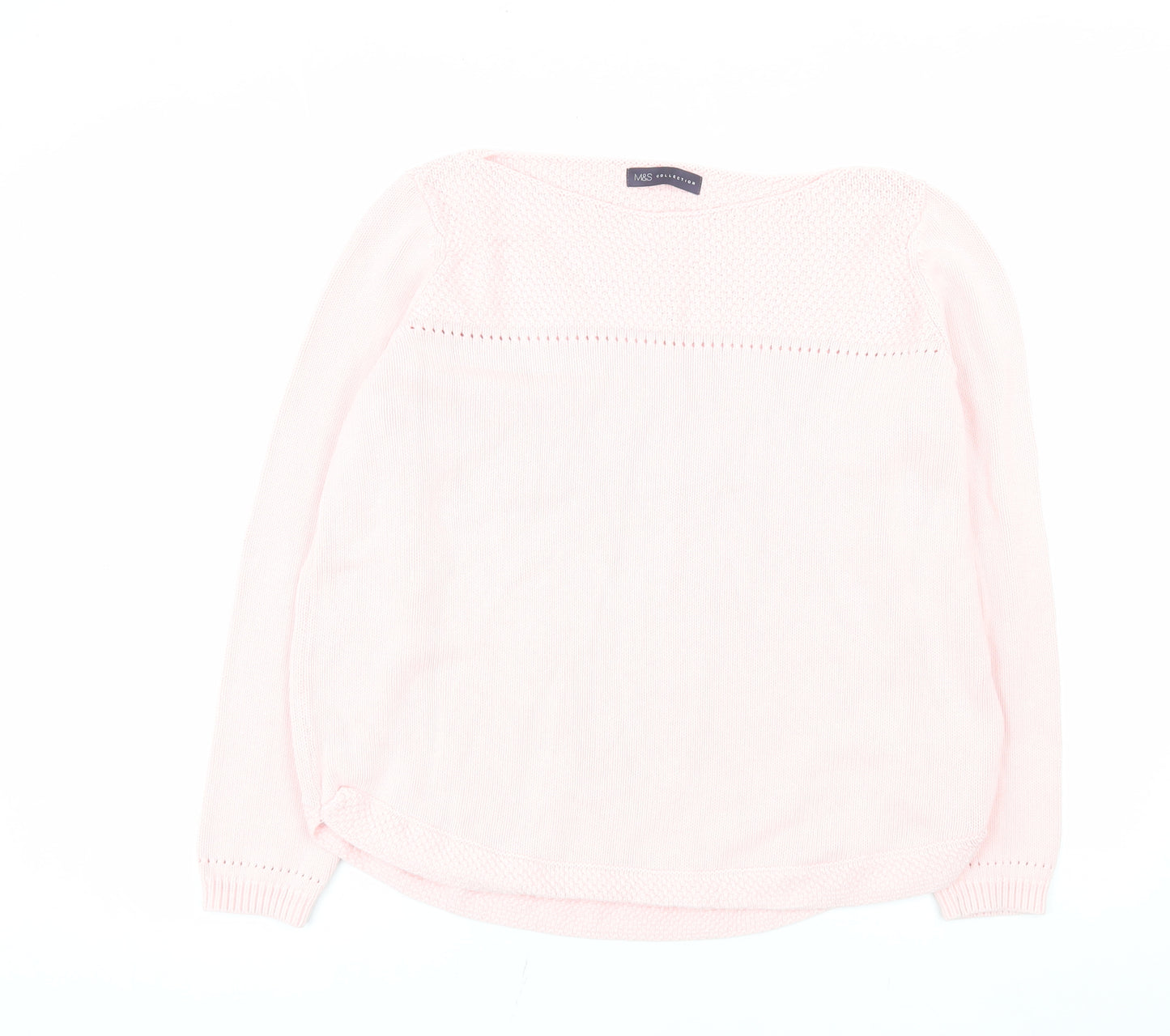 Marks and Spencer Women Pink Cotton Long Sleeve Pullover Jumper Size 18