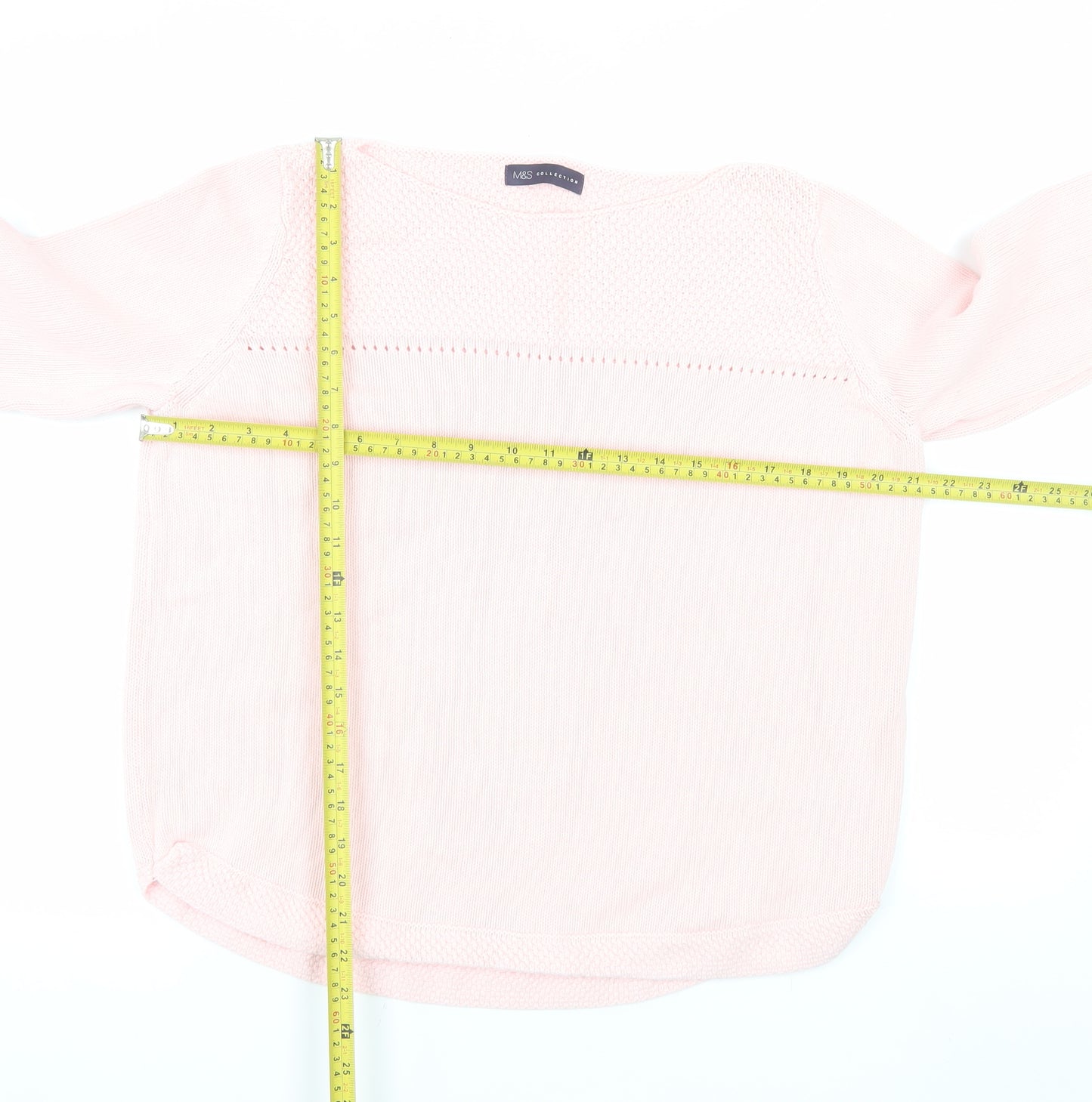 Marks and Spencer Women Pink Cotton Long Sleeve Pullover Jumper Size 18