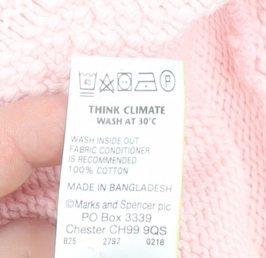 Marks and Spencer Women Pink Cotton Long Sleeve Pullover Jumper Size 18