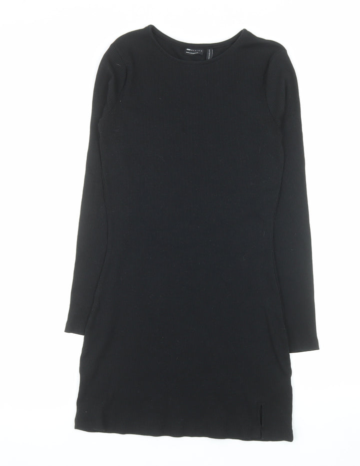 ASOS Women Black Size 14 Bodycon Long Sleeve Knit Dress