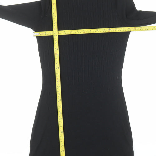 ASOS Women Black Size 14 Bodycon Long Sleeve Knit Dress