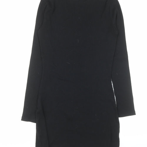 ASOS Women Black Size 14 Bodycon Long Sleeve Knit Dress