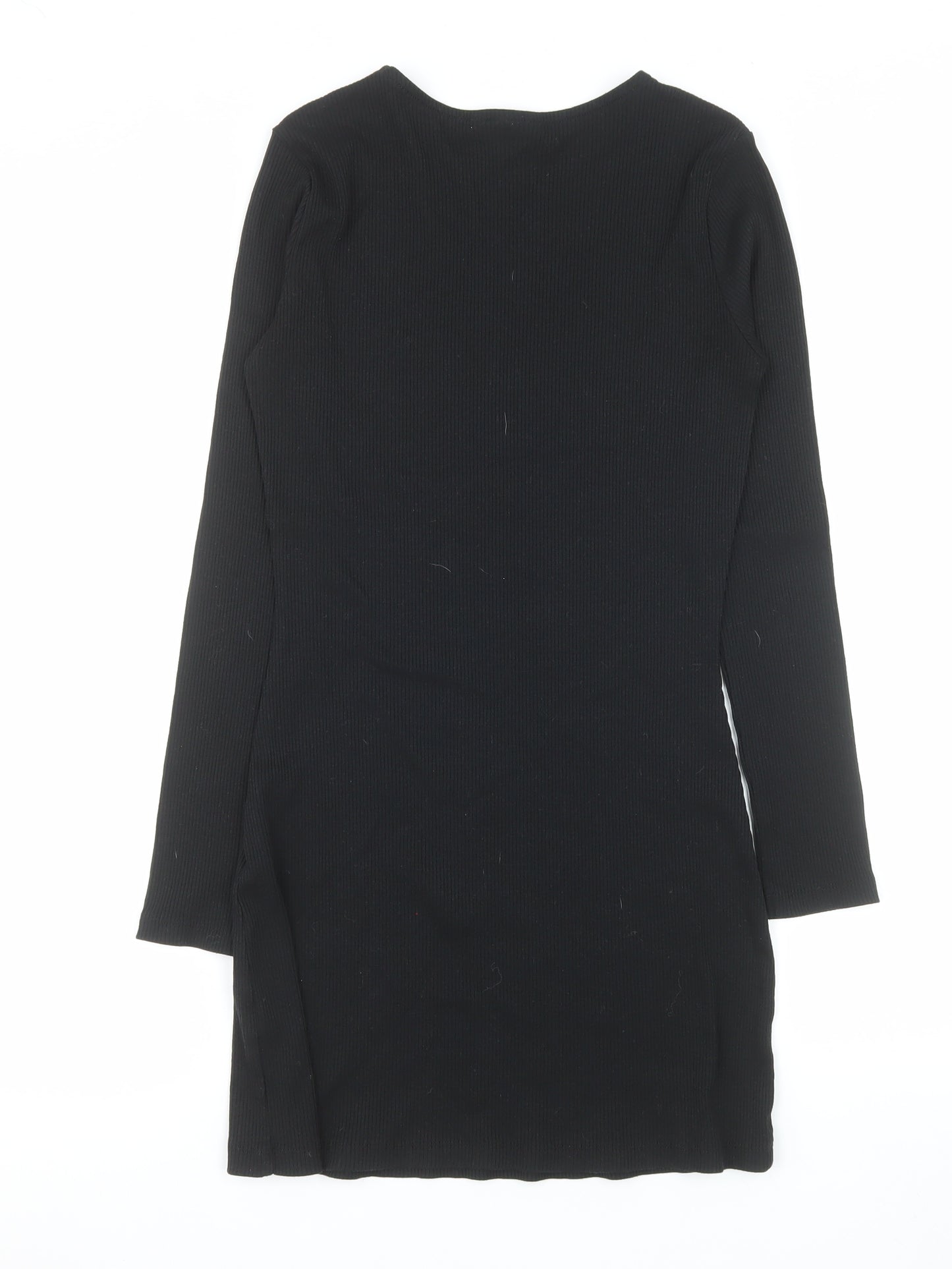 ASOS Women Black Size 14 Bodycon Long Sleeve Knit Dress