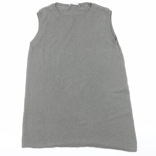 ZARA Women Grey Knit Sleeveless Vest Jumper Size M